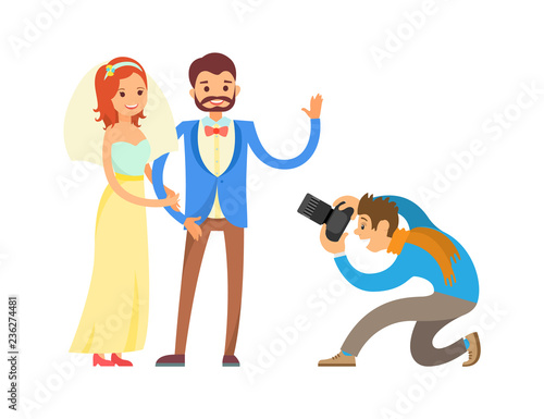 Wedding Photo Session of Newlyweds by Photographer