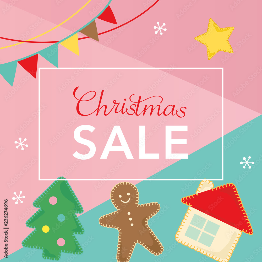 Christmas sale illustration with felt decoration