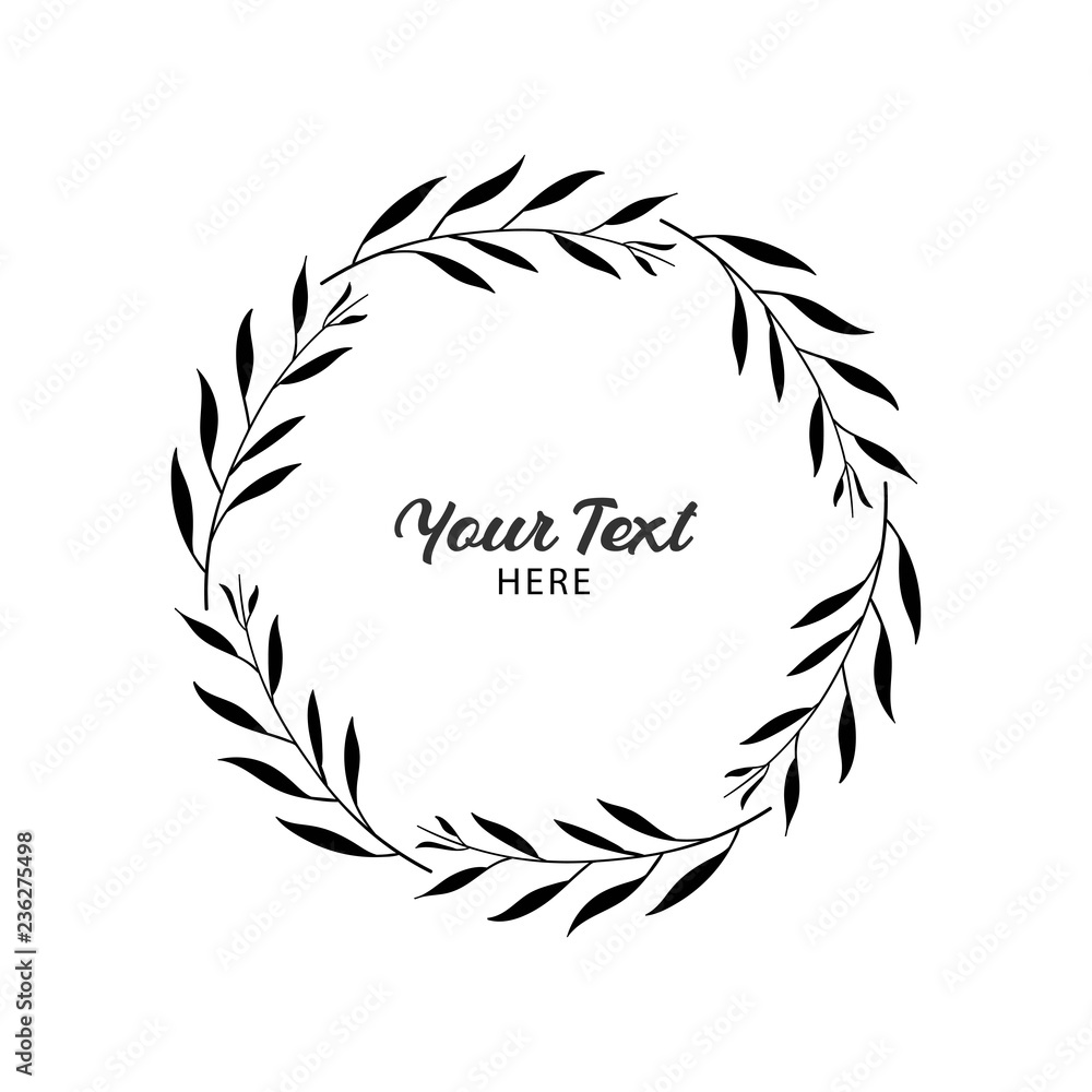 Fototapeta premium floral circle frame Simple wedding wreath vector hand drawn illustration
