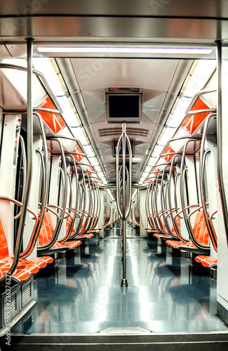 Canvas Print Empty carriage of the roman metro. Rome. Italy