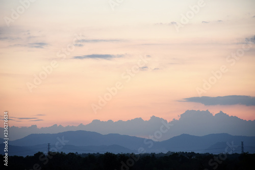 Beautiful evening Sunset Mountain Tropical countries Asia