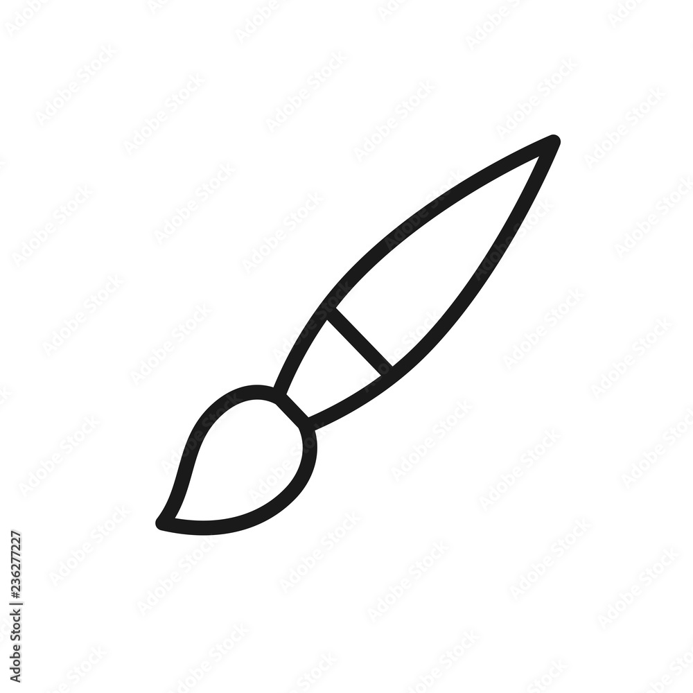 Black isolated outline icon of paintbrush on white background. Line icon of paint  brush. Stock Vector | Adobe Stock