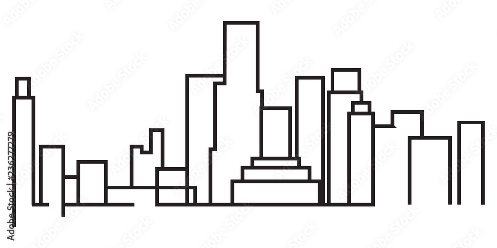 continuous line drawing of modern city skyline continuous line drawing of modern city skyline