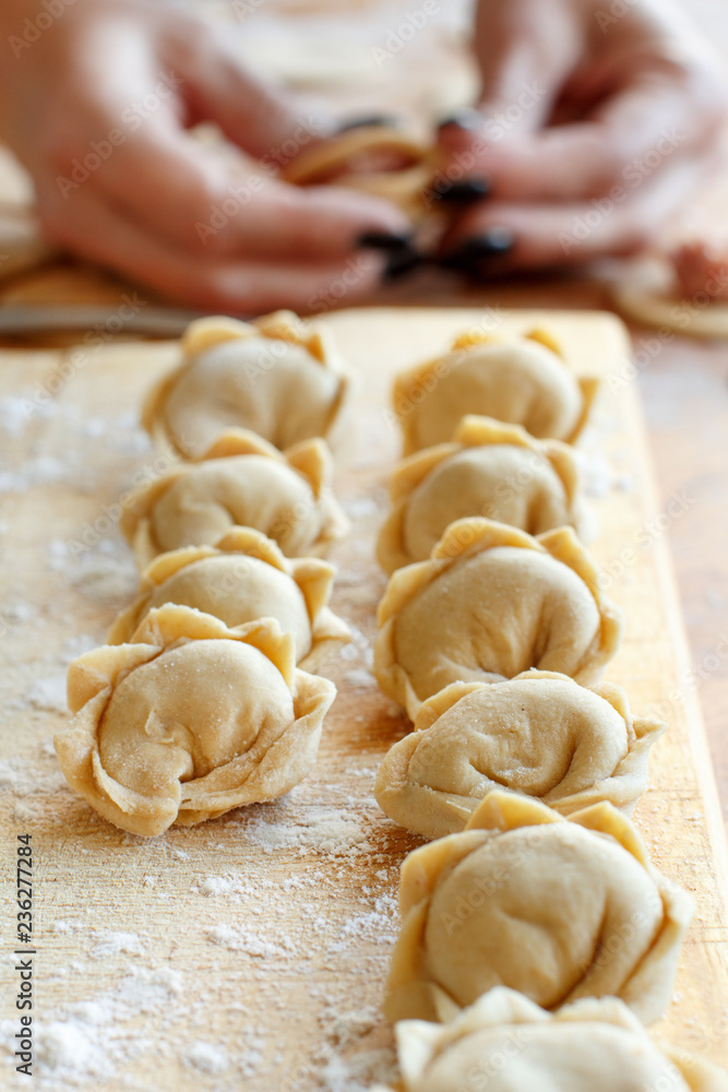 Preparation of pelmeni, ravioli, dumplings Preparation of pelmeni, ravioli, dumplings