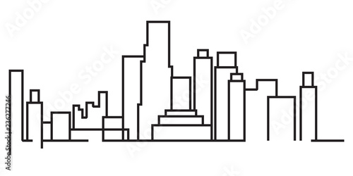 continuous line drawing of modern city skyline