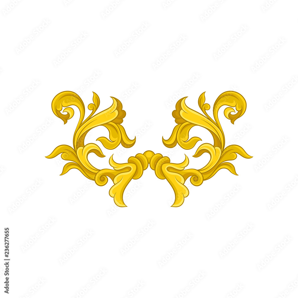 Vintage baroque pattern. Golden floral ornament in Victorian style. Luxurious vector decoration