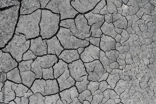 Cracked soil ground. Closeup