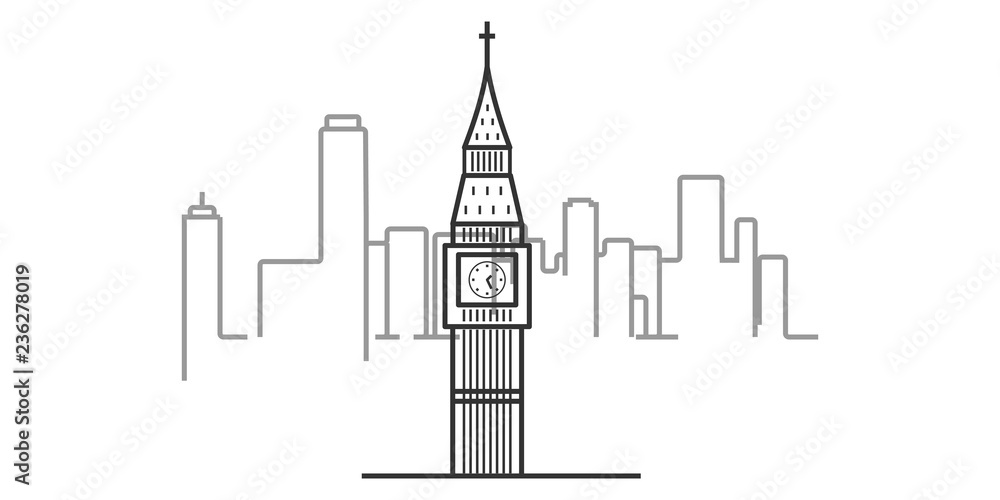 cityscape of London outline illustration