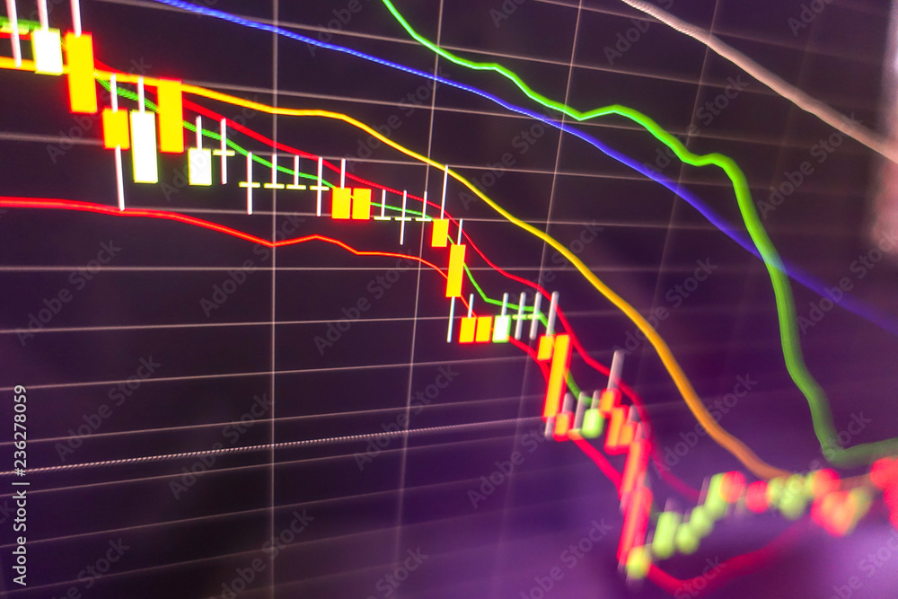 Stock market graph on LED screen background Stock market graph on LED screen background