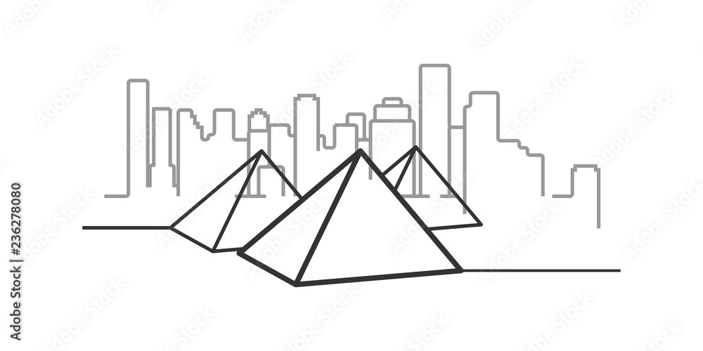 cityscape of Giza outline illustration cityscape of Giza outline illustration