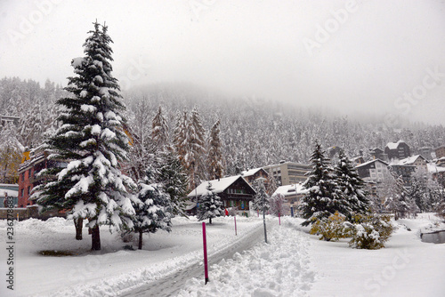  panorama of Sankt Moritz (Saint Moritz, San Maurizio) town in Engadine, Swiss Alps