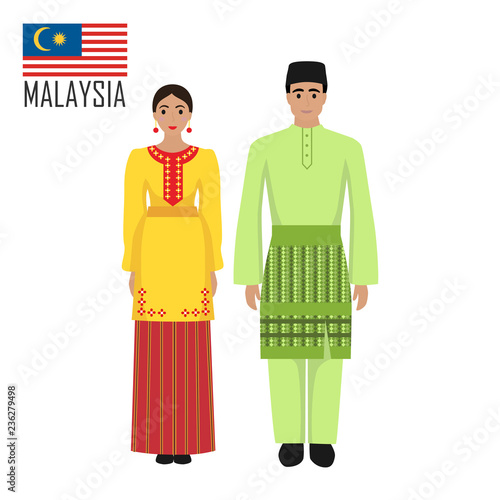 Malasian young man and woman in national costume