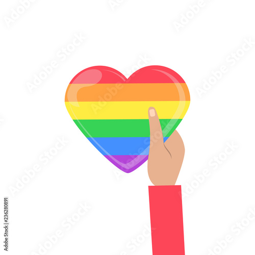 LGBT rainbow heart. Celebrating gay people rights. Same-sex love. Pride.