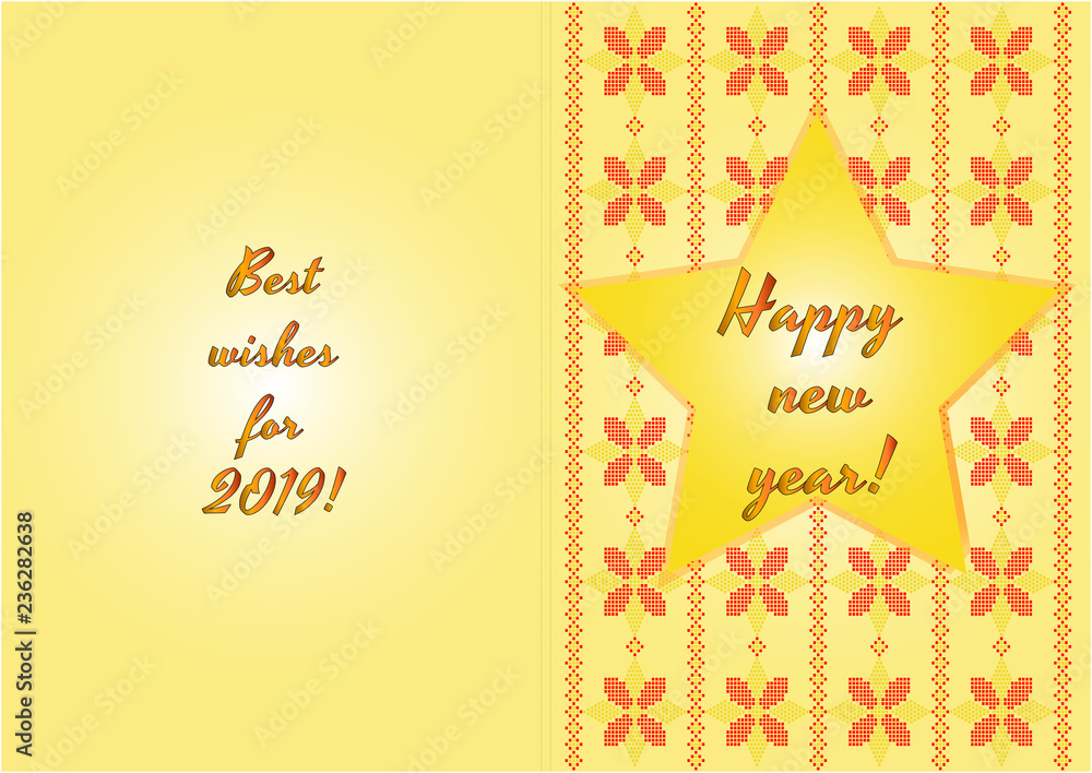 Happy new year 2019 - holiday card - traditional motifs Happy new year 2019 - holiday card - traditional motifs