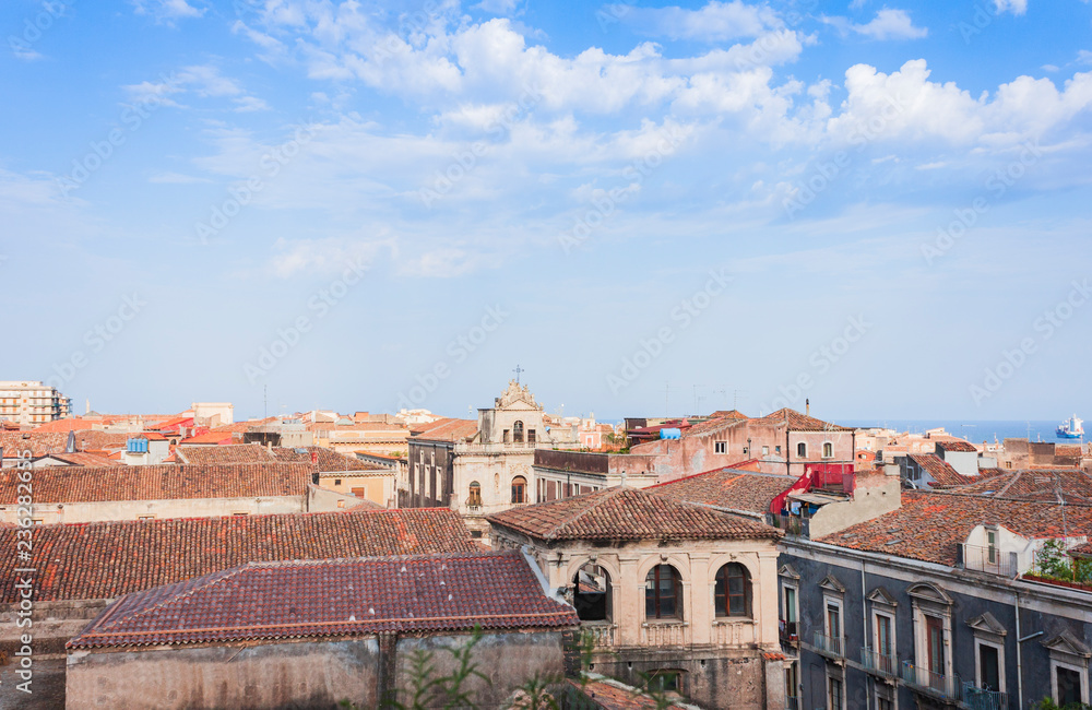Traditional architecture of Catania, Sicily, beautiful cityscape, top view 