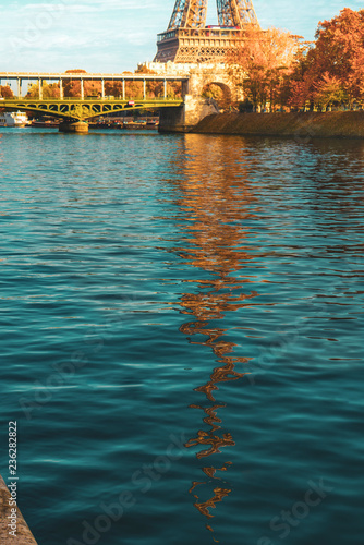 Eiffel Tower's reflection in the Seine, Autumn mood
