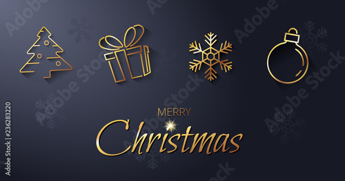 A festive banner prepared for social media with a golden Christmas symbol. Modern vector illustration.
