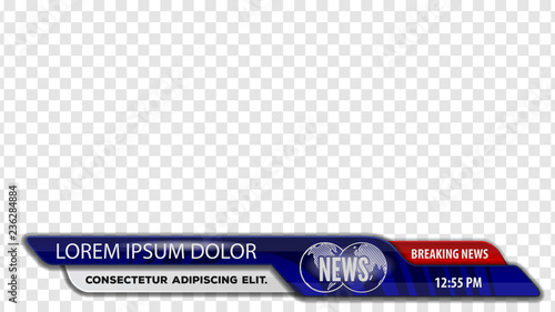 Video headline title or Lower third for news header. Breaking news. Vector template for your design.