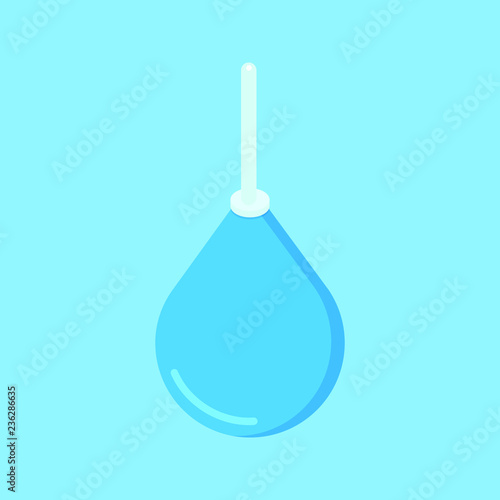 Rubber enema with a plastic tip flat style design vector illustration. Medical equipment for hospital need isolated on light blue background.