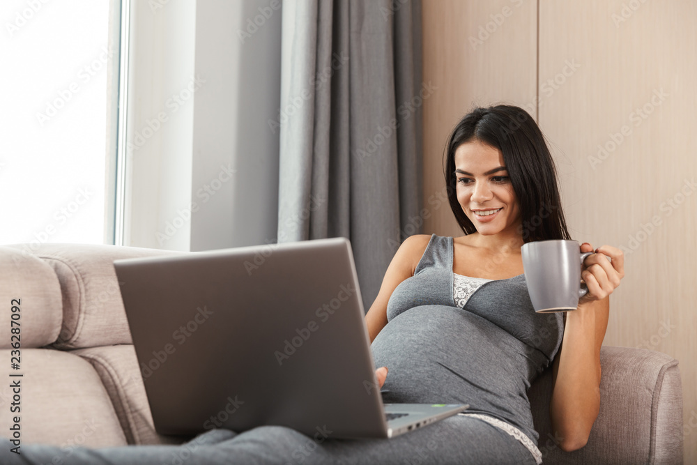 Beautiful young pregnant woman at home Beautiful young pregnant woman at home