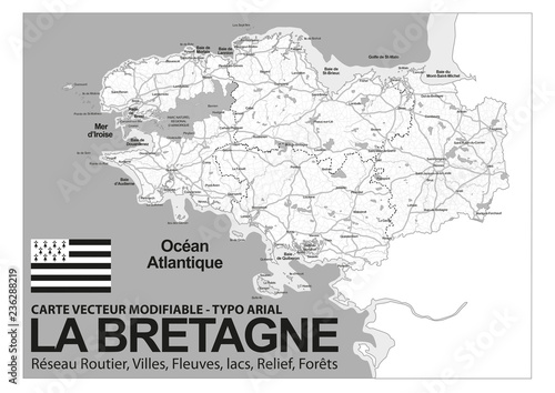 CARTE DE BRETAGNE - Noir et blanc