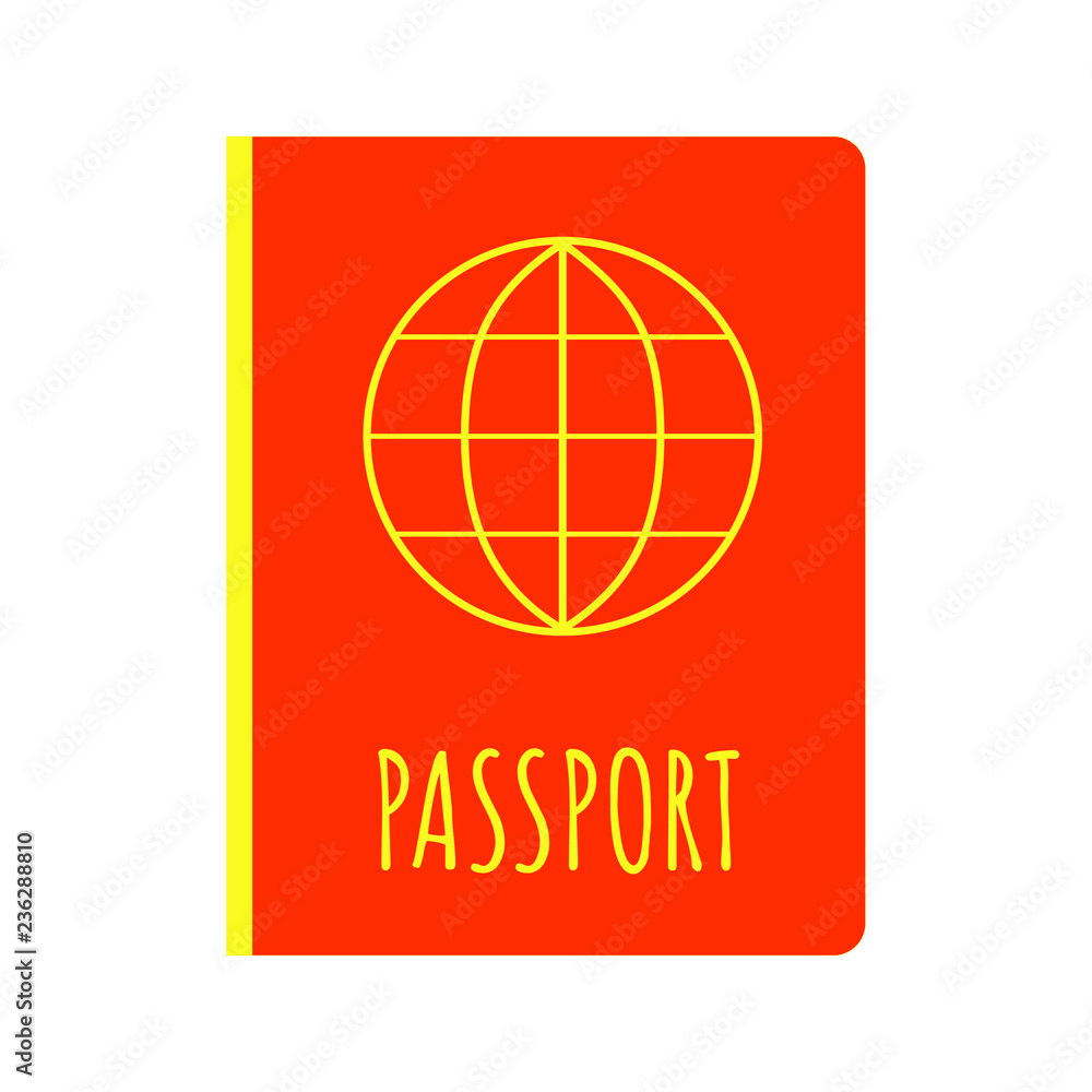 Passport ID document icon sign flat style vector illustration isolated on white background. Personal visa document covet for travel. Passport ID document icon sign flat style vector illustration isolated on white background. Personal visa document covet for travel.