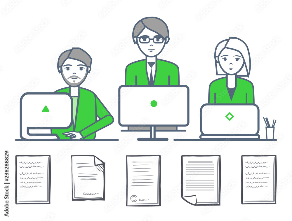 Male and Smart People at Support Service Vector Male and Smart People at Support Service Vector