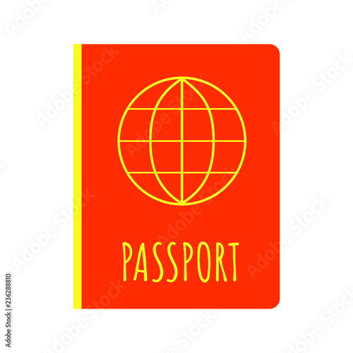 Passport ID document icon sign flat style vector illustration isolated on white background. Personal visa document covet for travel.