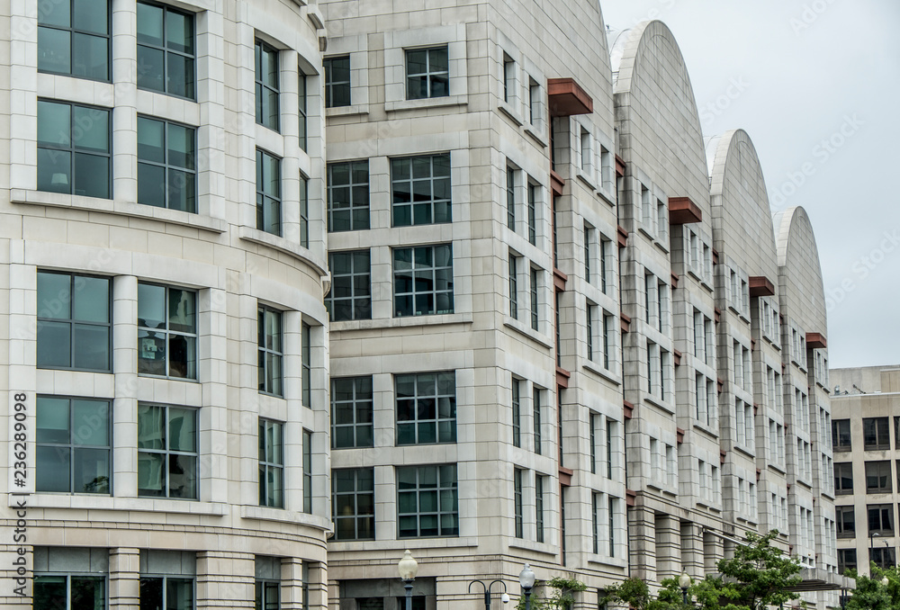 Washington DC, modern buildings with windows. United States