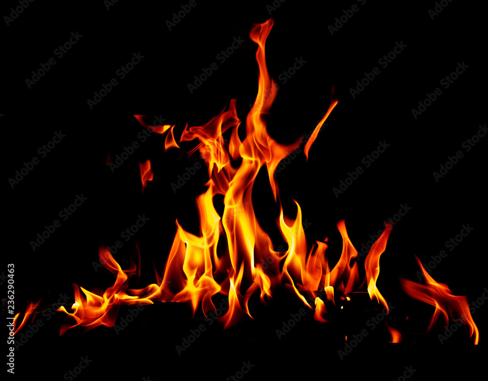 Flame of fire on a black background Flame of fire on a black background