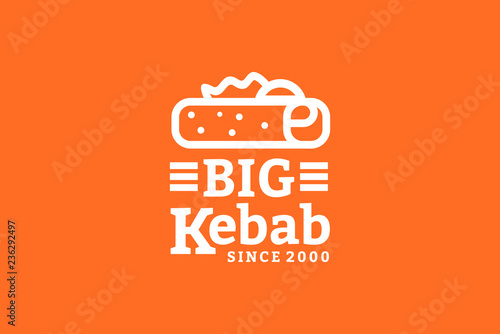 Big kebab logo template with type of line art logo inspiration. vector icon illustration Can use for corporate brand identity, cafe, and restaurant