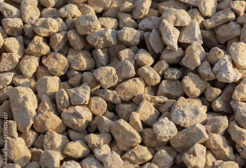 White gravel on a construction site as an abstract background