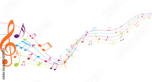 Colorful music notes background