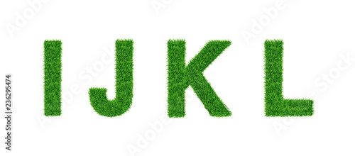 Grass letter Collection. I, J, K, L Isolated from white .Eco symbol . The green lawn background. Vector illustrations