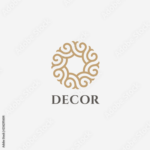 Vector logo design template for boutique hotel, restaurant, jewelry. Sun symbol
