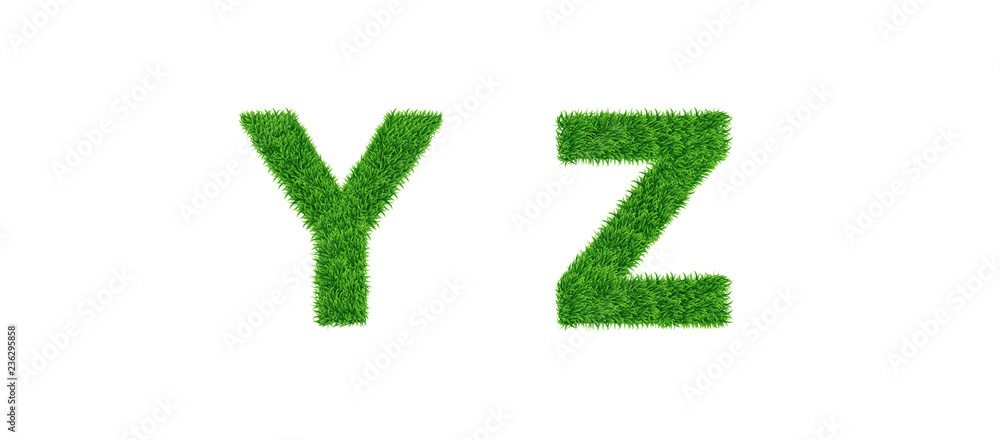 Grass letter Collection. Y, Z Isolated from white .Eco symbol . The green lawn background. Vector illustrations Grass letter Collection. Y, Z Isolated from white .Eco symbol . The green lawn background. Vector illustrations