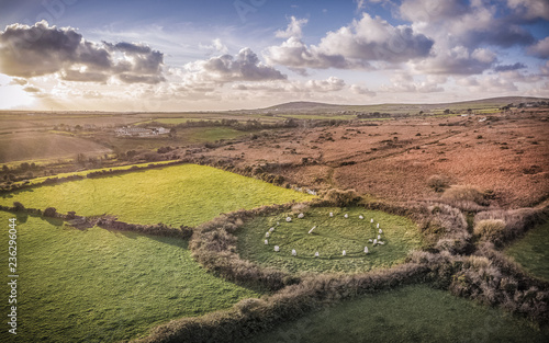 Boscawen-un Stone Circle, Cornwall, Aerial