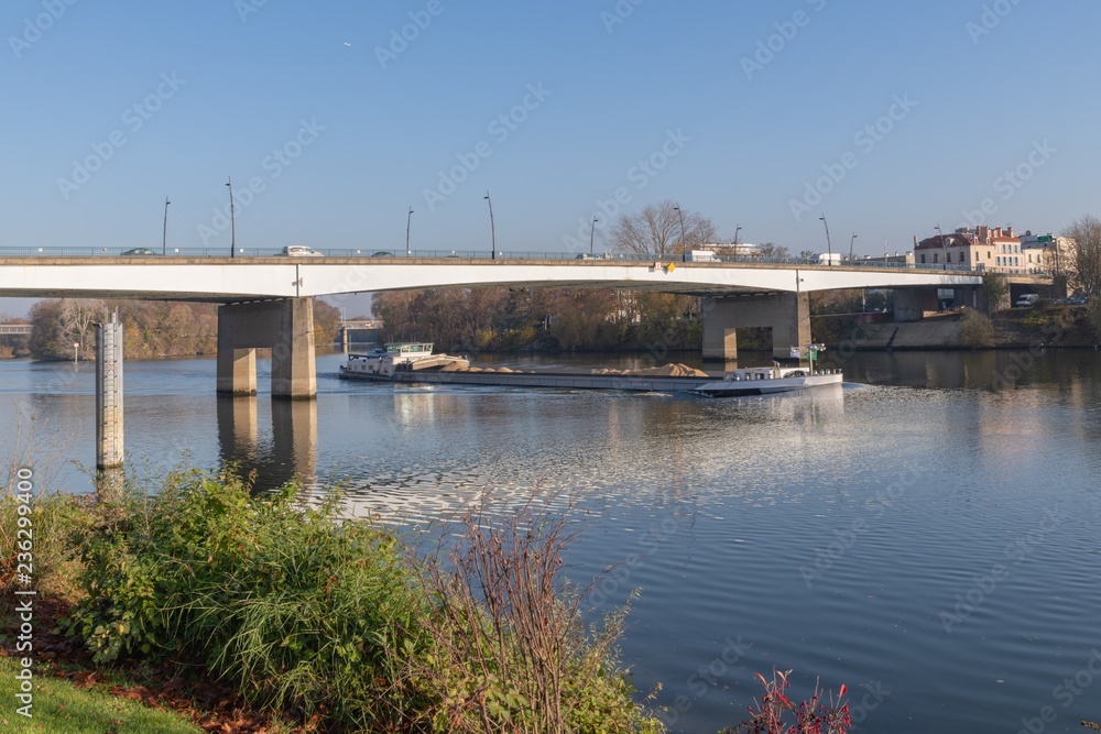 Barge under the bridge