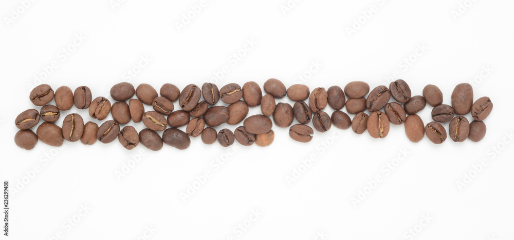Café en grano, composición como linea Café en grano, composición como linea