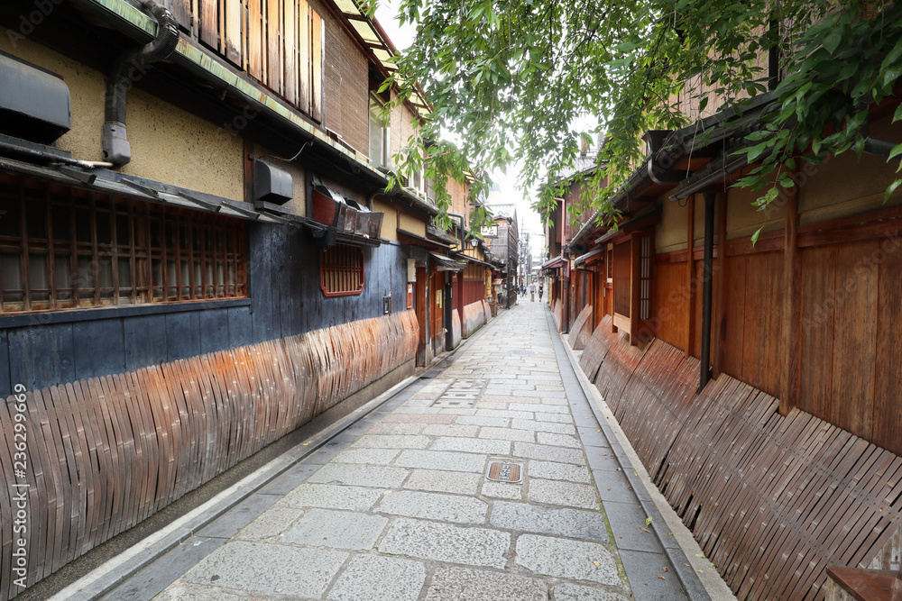 old wooden street in kyoto