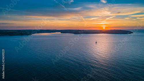 Looking outward from Pendennis Headland, Cornwall, Aerial © Newlands Aerial 