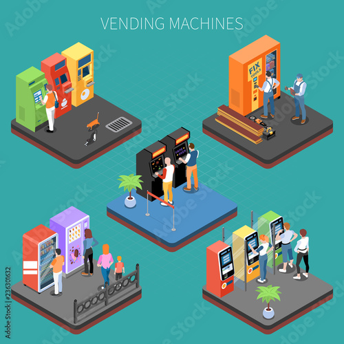 Vending Machines Isometric Composition