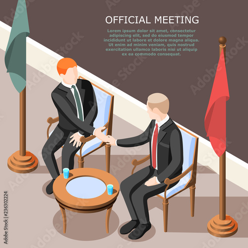 Politicians Official Meeting Isometric Background