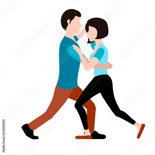 Happy couple dancing. Valentine day. Vector illustration design