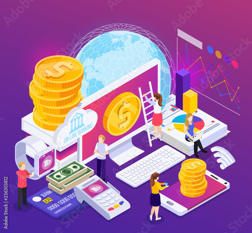 Online Banking Isometric Composition