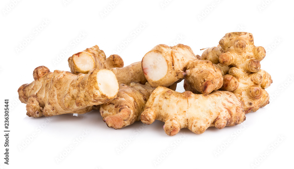 Jerusalem artichoke on white background Jerusalem artichoke on white background
