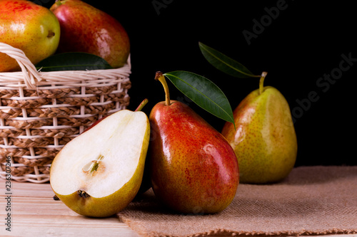 Sweet pears in the basket