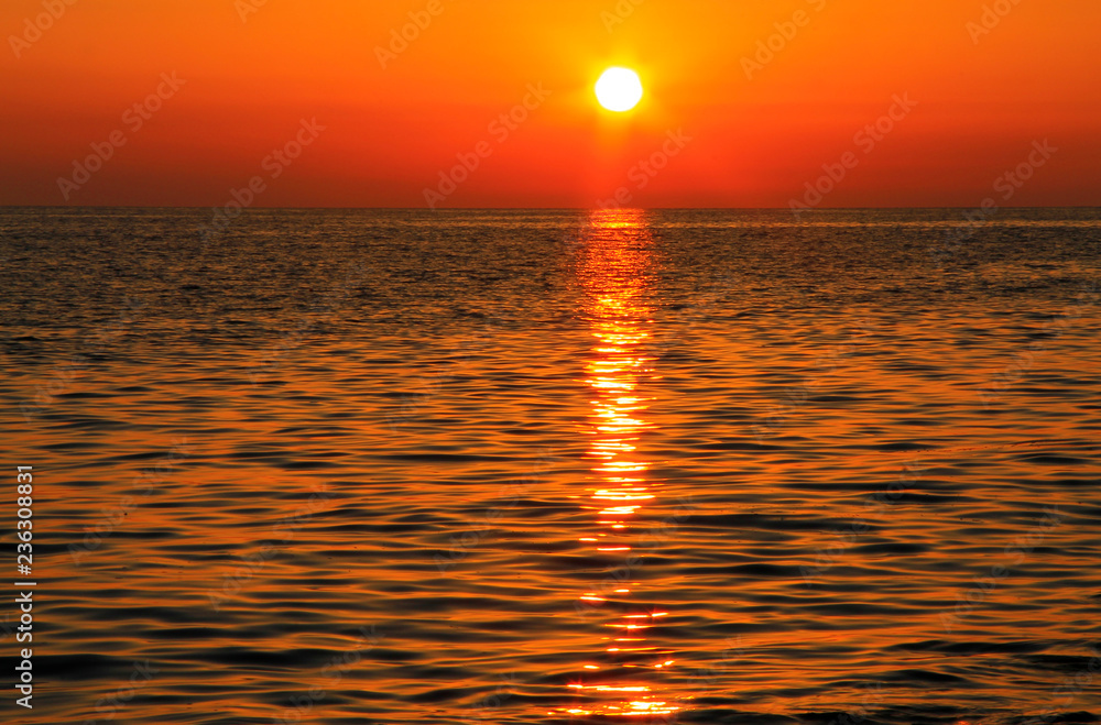 Sunset Over The Sea. Evening. Black sea seaside