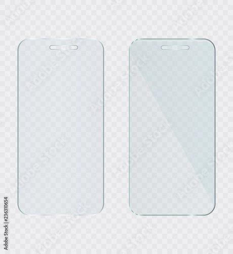 Vector screen protector film or glass cover. Screen protect Glass