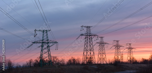 Fotografía Power lines on the sky background